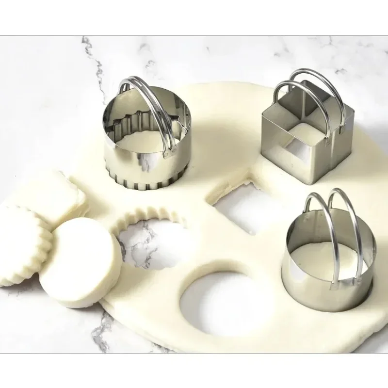 5Pcs Cookie Pastry Maker Portable Cutter Stainless Steel 304 Dough Cutting Tool Wave/Square Shaped Kitchen stencil Baking Gadget