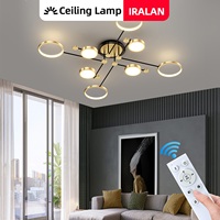 Modern Led Ceiling Lamp with Remote Control Ceiling Pendant Lamp Suitable for Hotel Living Room Lighting Golden Gloss Chandelier
