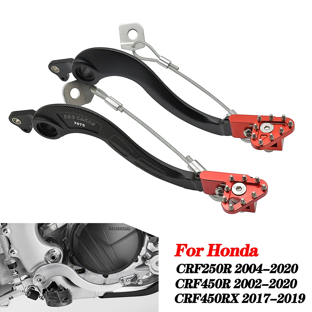 

Motorcycle CNC Aluminum Rear Brake Pedal Lever For Honda CRF 250R 450R 450RX 250 450 R RX CRF250R CRF450R CRF450RX 2002-2020