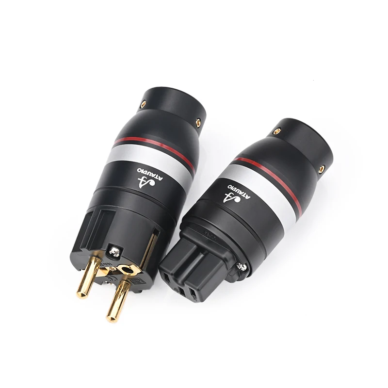 High Quality HiFi Power Plug with Gold plated AU US EU Plug  Male Female Power Connector for Power Cable DIY