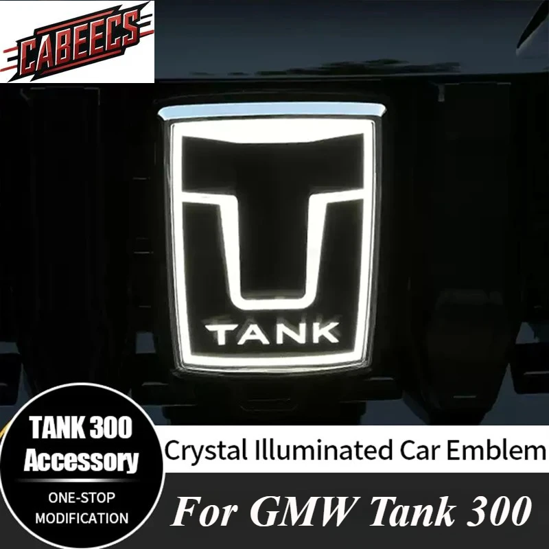 

Для GWM Tank 300 кристаллическая эмблема с подсветкой, новый дизайн, металлический логотип, передний значок автомобиля, лампа, блеск, автомобильные аксессуары, модификация