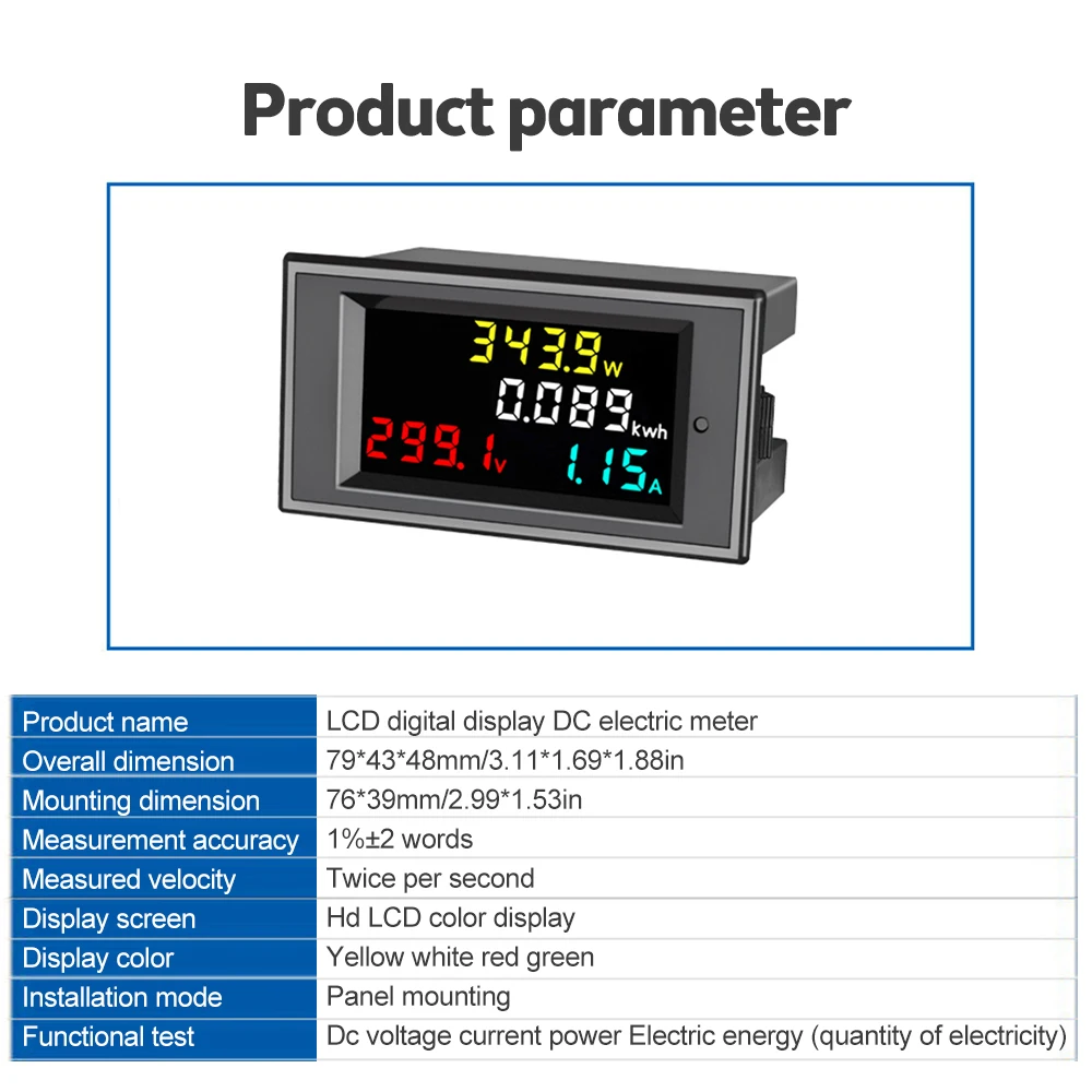 4 in 1 LCD Voltage Ammeter Power Meter DC 14-600V 20A 50A 100A Voltage Current Power Display Meter LED Display