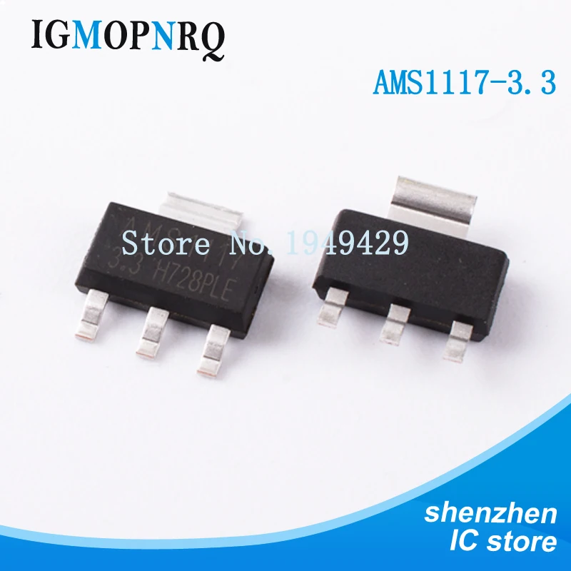 Neue 100 Teile/los AMS1117-3,3 LM1117-3,3 SOT-223 3,3 V AMS1117 Spannungsregler