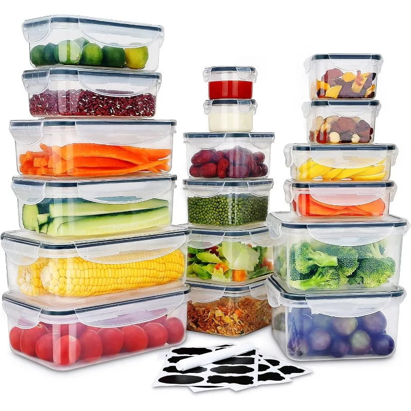 36 PCS Food Storage Containers Large, (18 Stackable Plastic Containers with 18 Lids) - 100% Airtight & BPA-Free