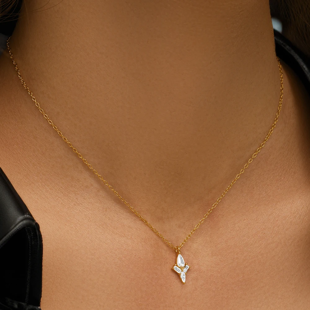 قلادة فضة إسترليني للنساء ، زركون لامع ، بسيط ، هندسي ، سلسلة ترقوة ، مجوهرات زفاف ، شخصية