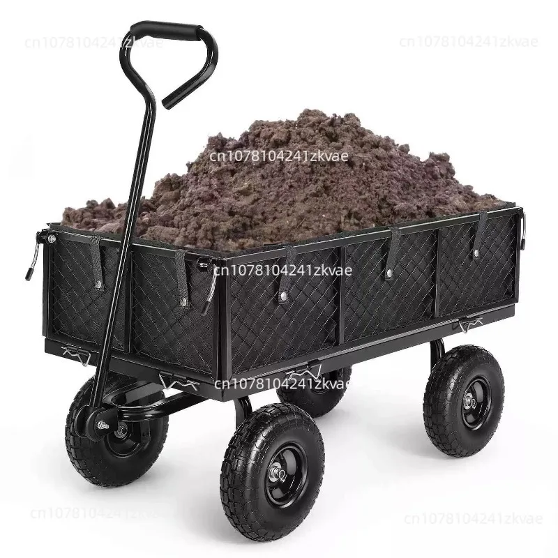 Heavy Duty Folding Garden Cart with Fabric Cover Capacity Utility Wagon for Garden Pros