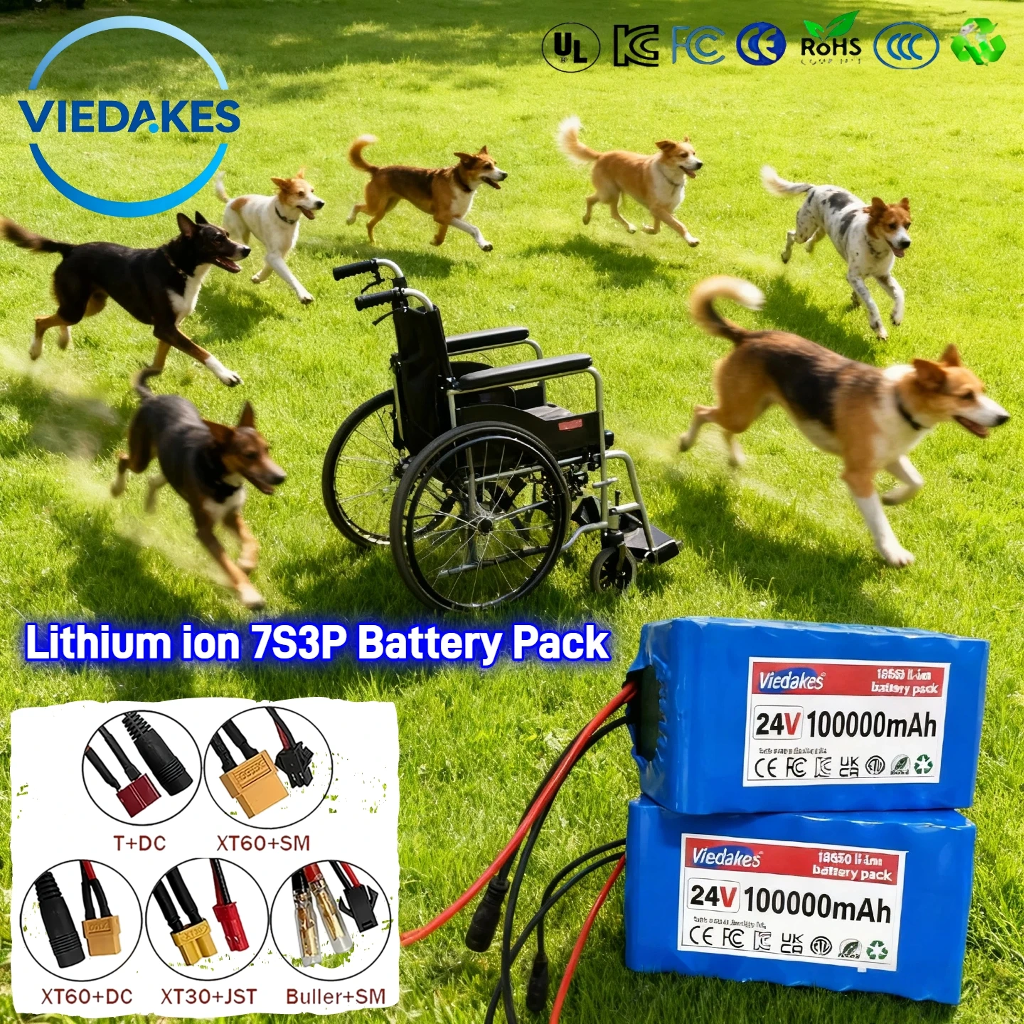 

24V 7S3P Battery Pack 100000mAh, for Electric Motorcycle 24V Camping Equipment+optional Plug 18650 Lithium with BMS+Charg