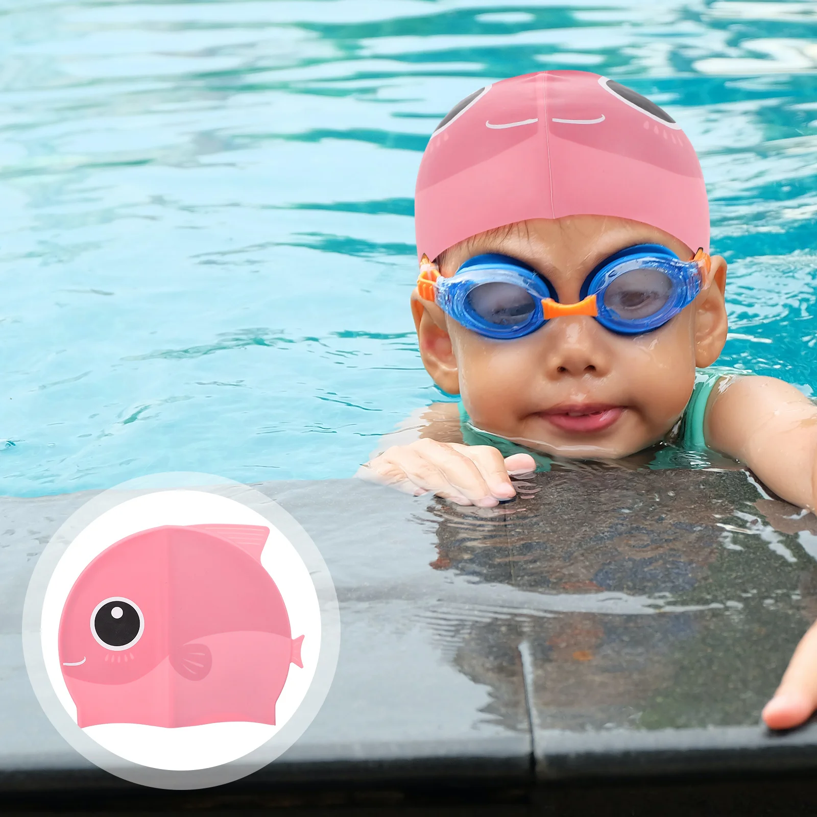 

1pc Silicone Swim Cap Cute Cartoon Design Lightweight Waterproof Swim Hat For Ear Protection Stretchable
