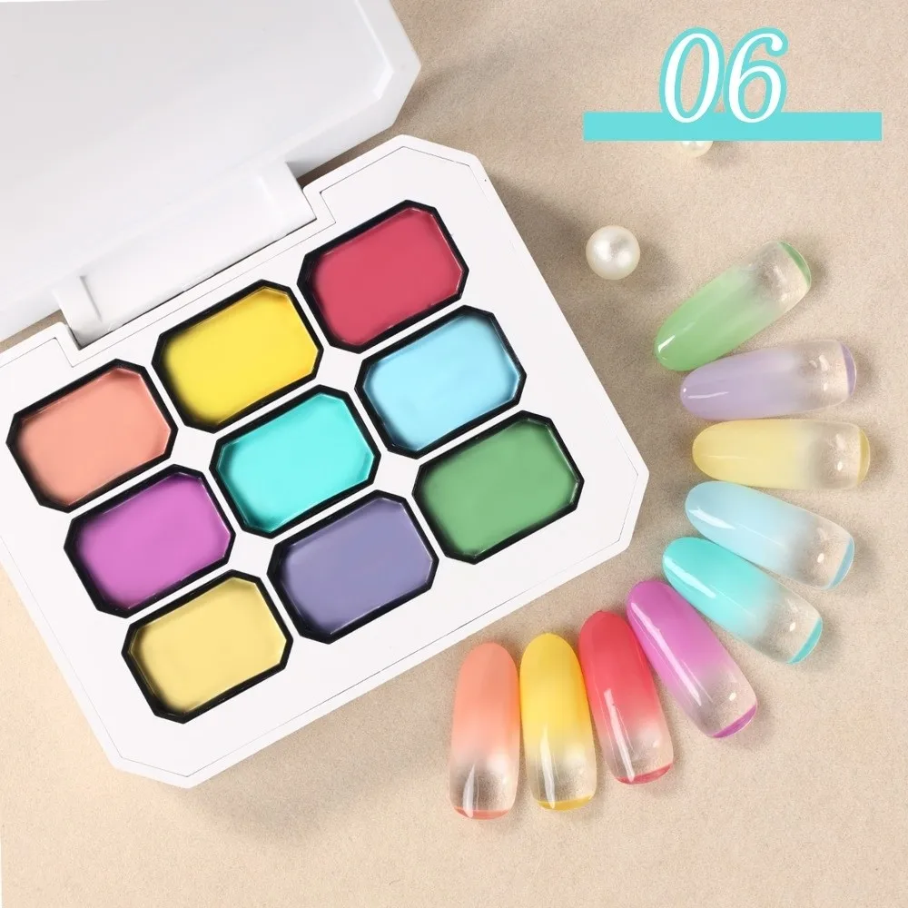 

Мини 4IN1 Pat Ombre Гель-лак для ногтей Французский маникюр для ногтей 9-цветная легкая градиентная живопись Гель-лак с однотонной краской Художественный гель для женщин