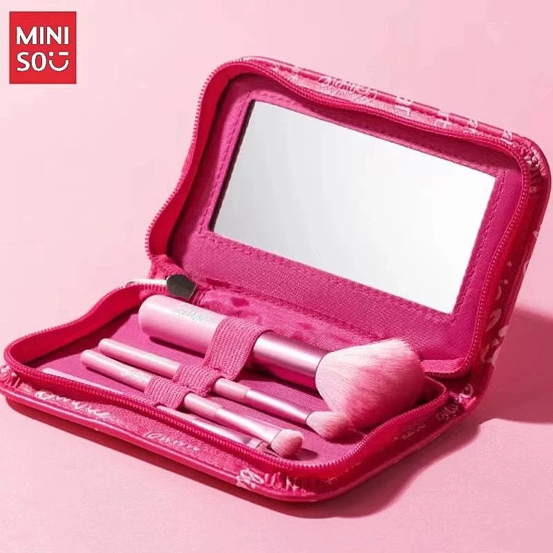 Miniso's Barbie Sunshine Shining Series Princess Window Makeup Brush Set With Storage Bag Gifts For Friend