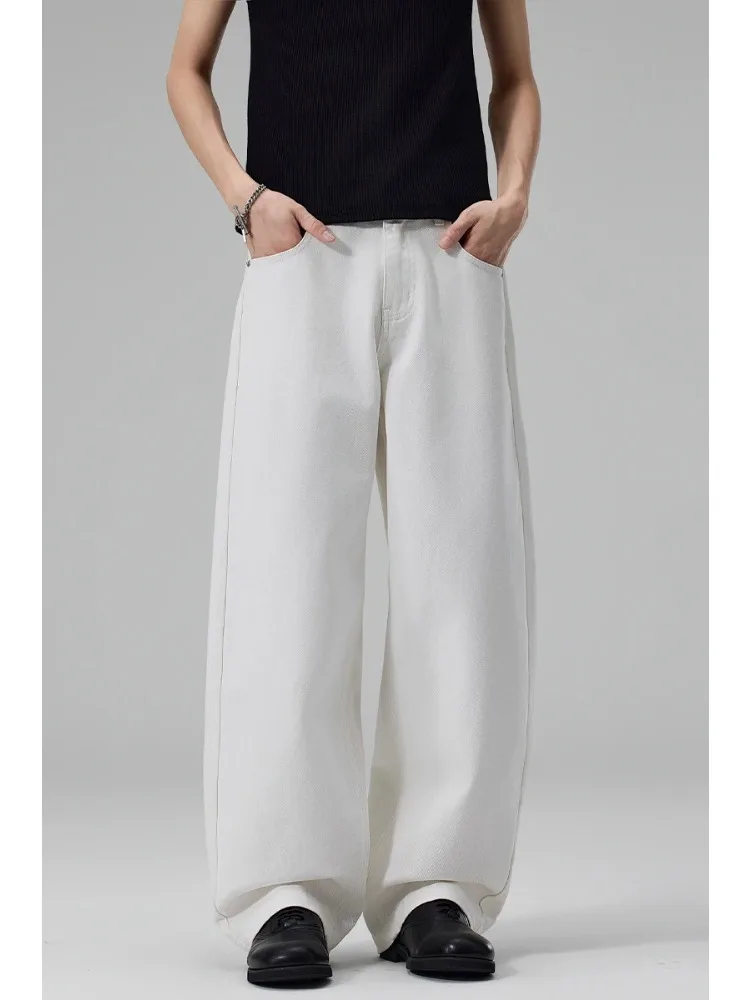 

100% Cotton Baggy Pants Men's Fashion Wide Leg Streetwear Y2K Pants Casual Draped Loose Personality Jeans Male Trousers