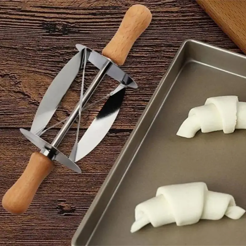 Adjustable Blade Roller Croissant Bread Pin Multi Function Bread Slicer Roller Adjustable Breads Croissant Pin Dough Cutter Tool