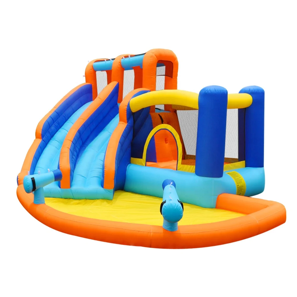 

OEM hot selling commercial cheap bouncy water park inflatable bodyguard jump bouncy castle with double water slide