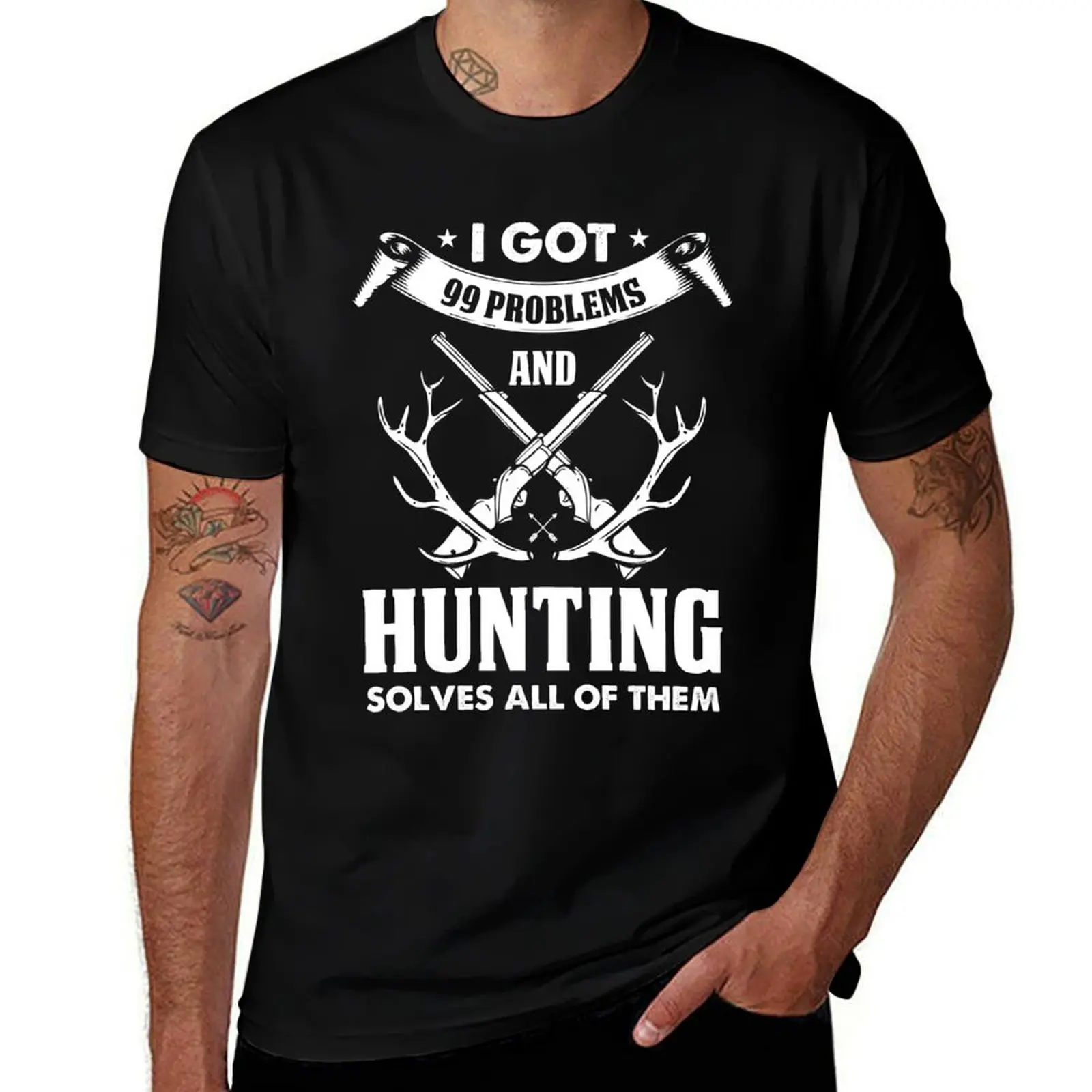 shirt solves 99 graphic of t t cotton all shirts shirts mens heavy for men them man t problems man T-Shirt Hunting