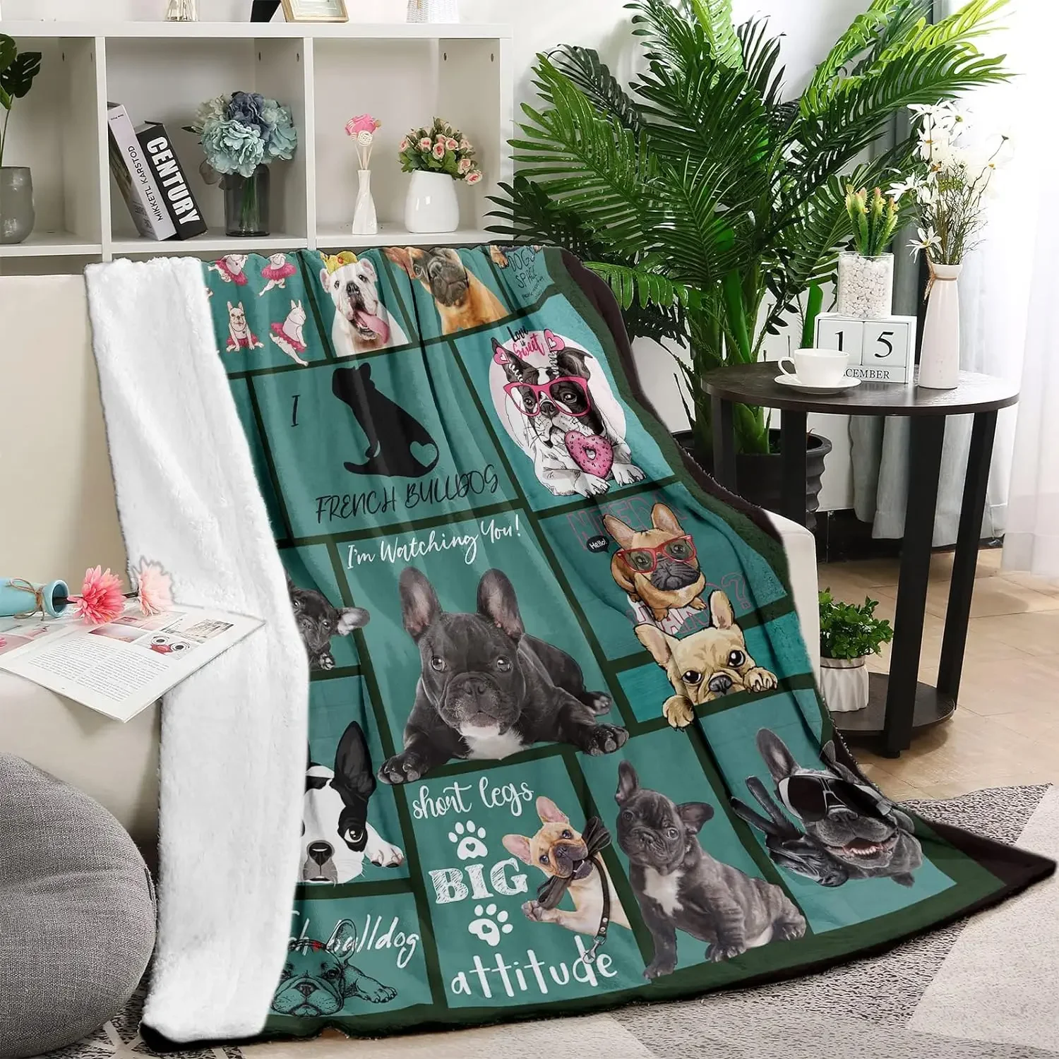 

French Bulldog Throw Blanket for Women Men Cute Funny Flannel Fleece Blankets Fuzzy Lightweight French Bulldog 3D Printed