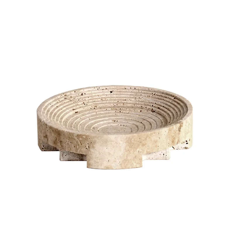 Simple and modern creative yellow cave stone carving tray fruit tray display tray