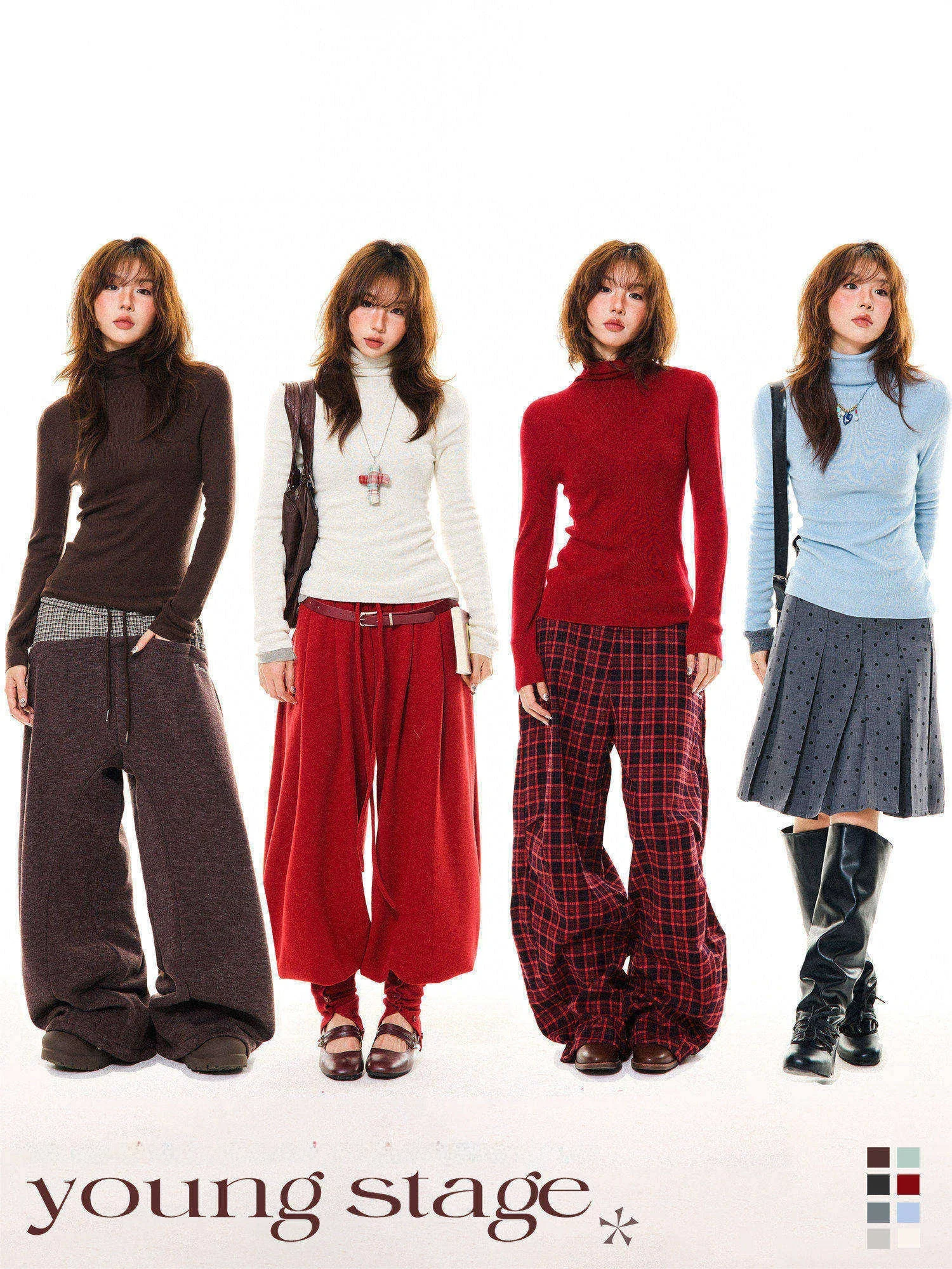 

Young Stage Women's High Collar Long Sve Knitted Base irt Slim Fit Warm Inner Wear Top Loose Sle Polyester Fiber