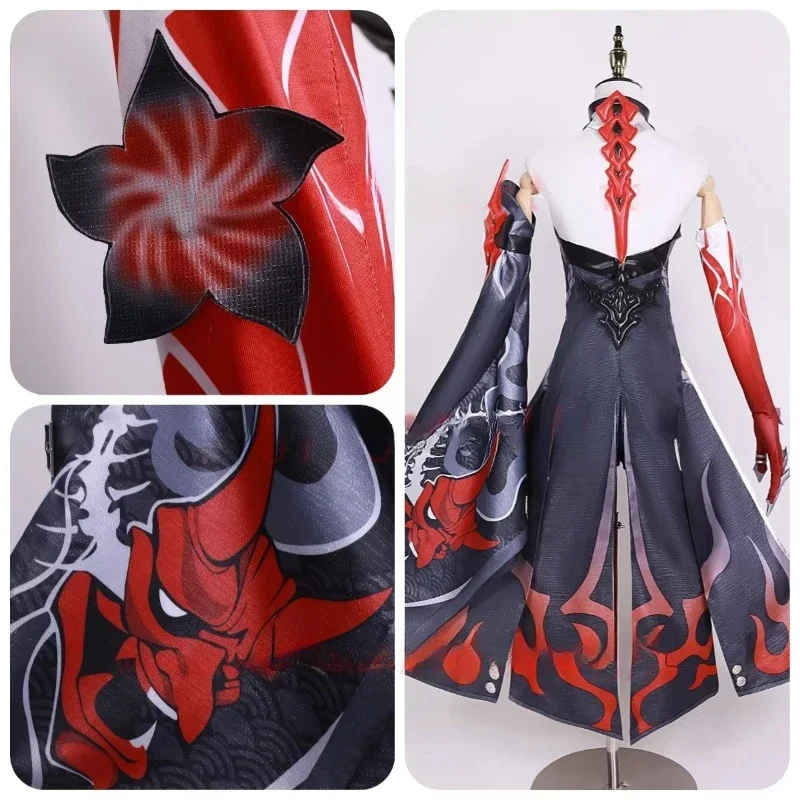 Acheron neue Haut rot schwarz Kostüm Acheron Cosplay Kostüm Honkai Star Rail Spiel Acheron rot 2. Form Cosplay Kostüm Kleid Set