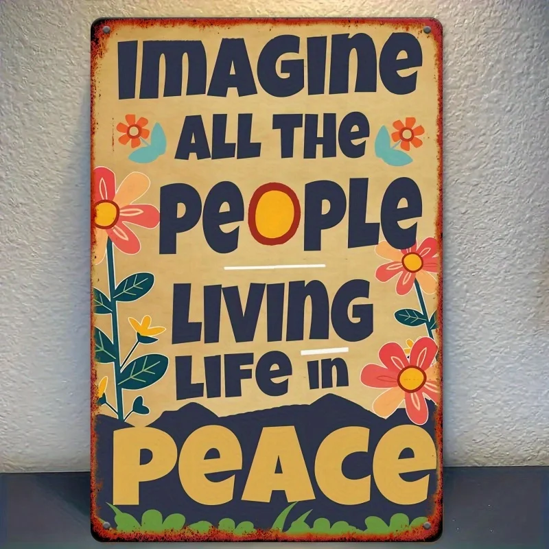 [ Imagine All The People Living Life in Peace Metal Tin Sign]  Metal Tin Sign Art, 