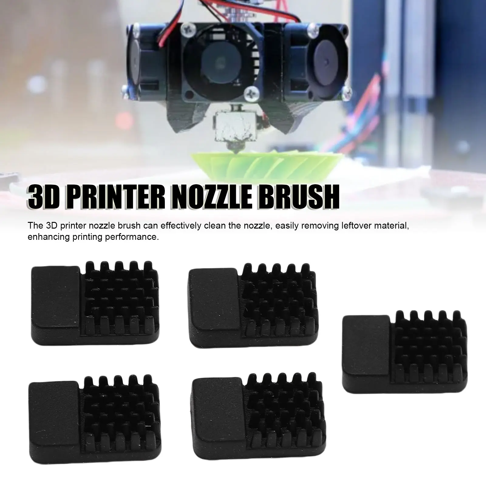 

5Pcs 3D Printer Nozzle Brush Replacement for Elegoo Centauri Carbon 3D Printer Soft Silicone Nozzle Wiper Black