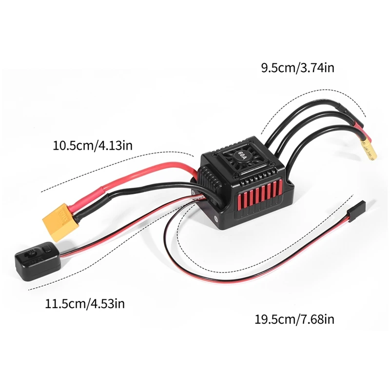 Sensorless Brushless Waterproof Car ESC 60A XT60 Plug