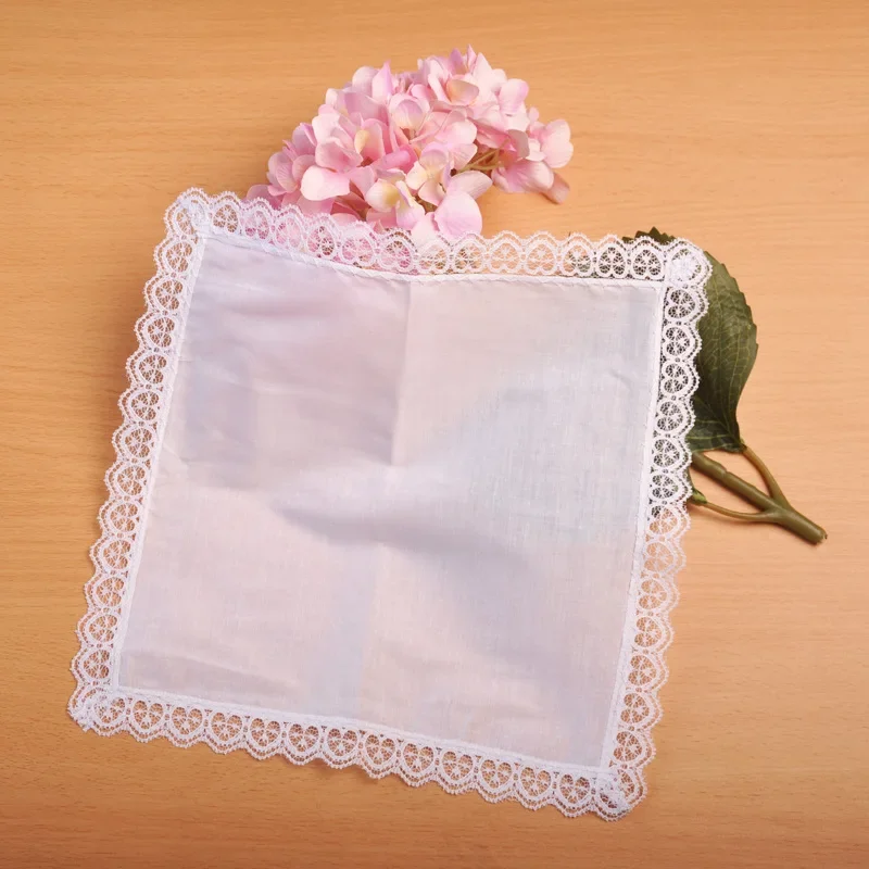 Personalized White Lace Handkerchief  Women, Wedding Gifts, Wedding Decoration, Napkins, 25x25cm, 1Pc