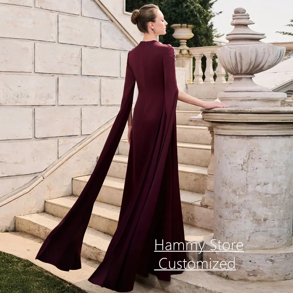 Nuovo arrivo abito da sera con maniche mantella personalizzato scollo a V perline pietra donna saudita abito da ballo abiti da festa di nozze