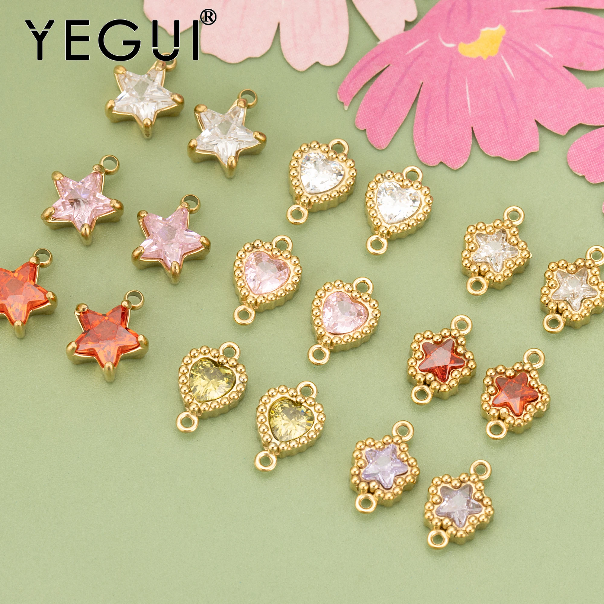 

YEGUI ME33,jewelry accessories,316L stainless steel,nickel free,zircons,hand made,charms,jewelry making,diy pendants,6pcs/lot