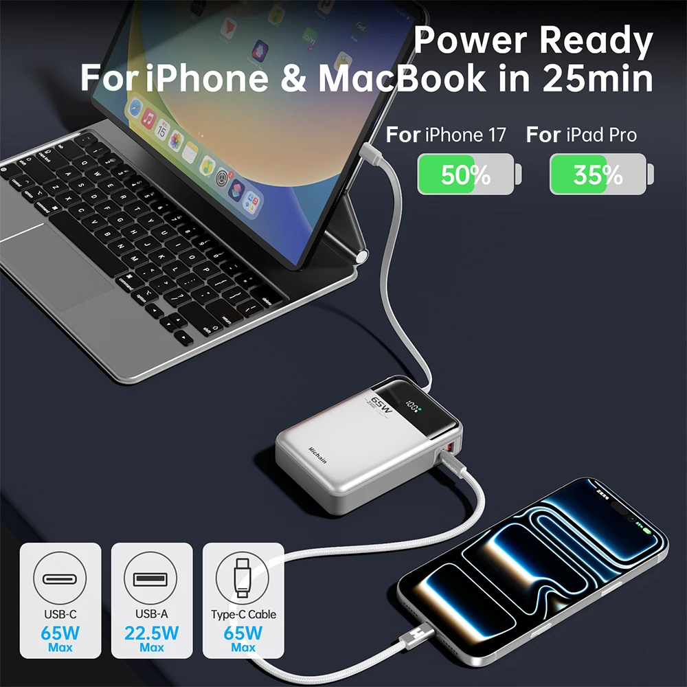 Hichain PD65W Power Bank 20000 - Wired Earphone Lightning avis et prix