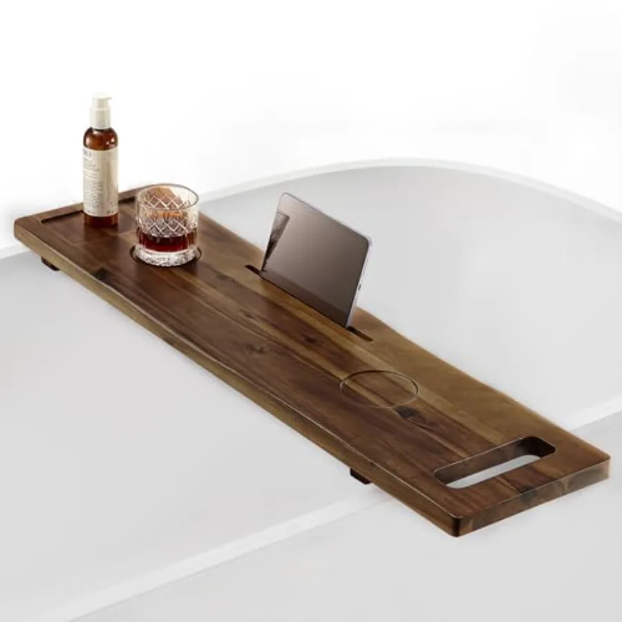 

Acacia Bathtub Tray Caddy with Adjustable Legs - Large Wooden Anti-Tipping Tub Tray for Freestanding Tubs - 39x9.75 Inch Walnut