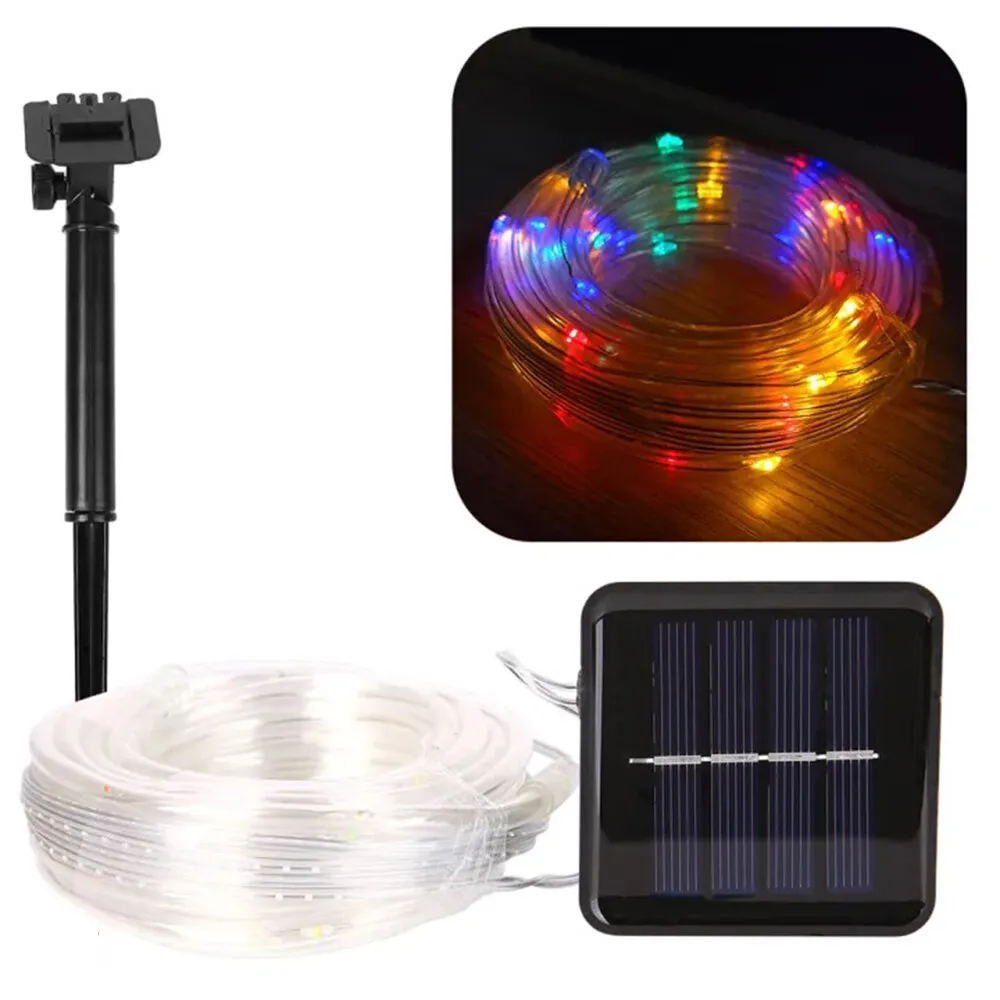 5M 10M 20M Outdoor Solar Rope Strip Lights 8 Modes LED Copper Wire Fairy Light Waterproof Tube Lamp for House Tree garden