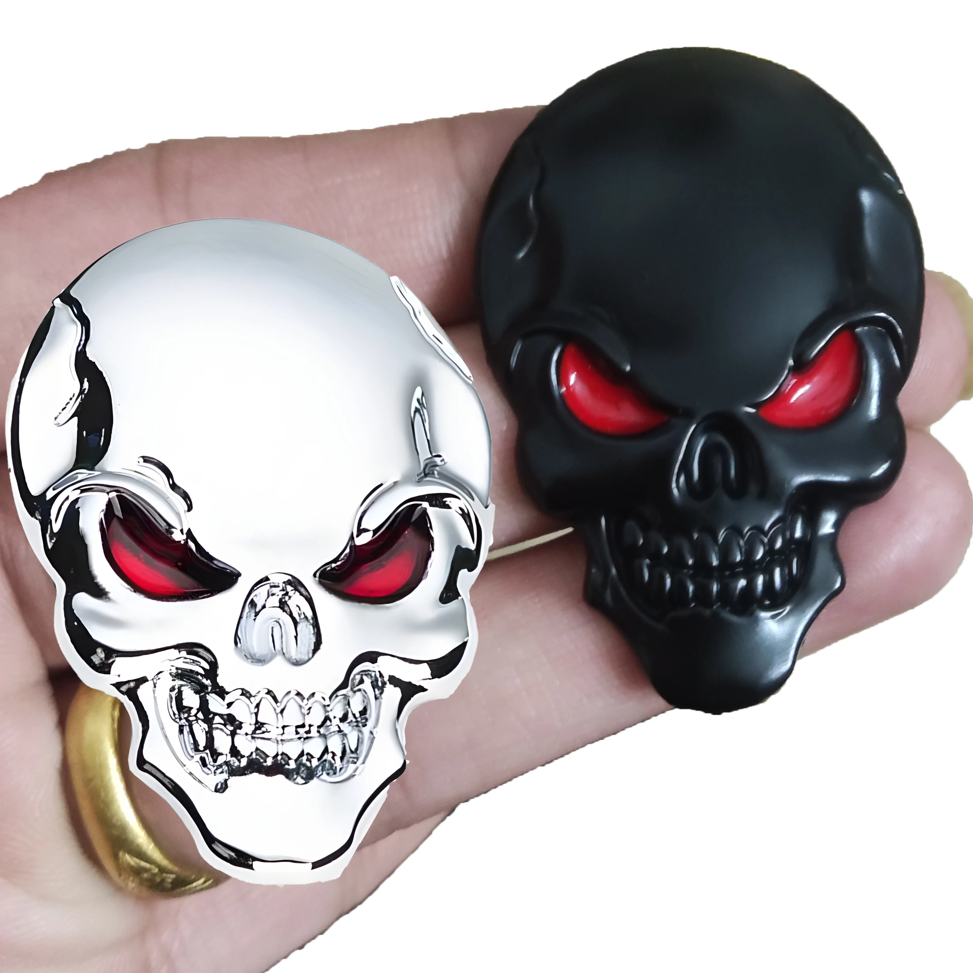 Cráneo pirata esqueleto bucanero cabeza cráneo 3D Metal coche cuerpo pegatina Auto emblema trasero insignia calcomanía coche pegatina