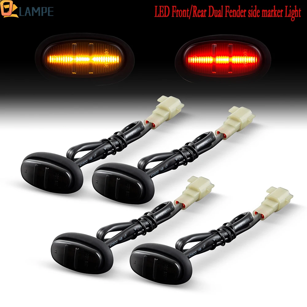 

4PCS Set LED Front/Rear Dual Fender Side Marker Light Amber Red or White Car Accessories for Ford F-150 /F150 Raptor 2016-2020