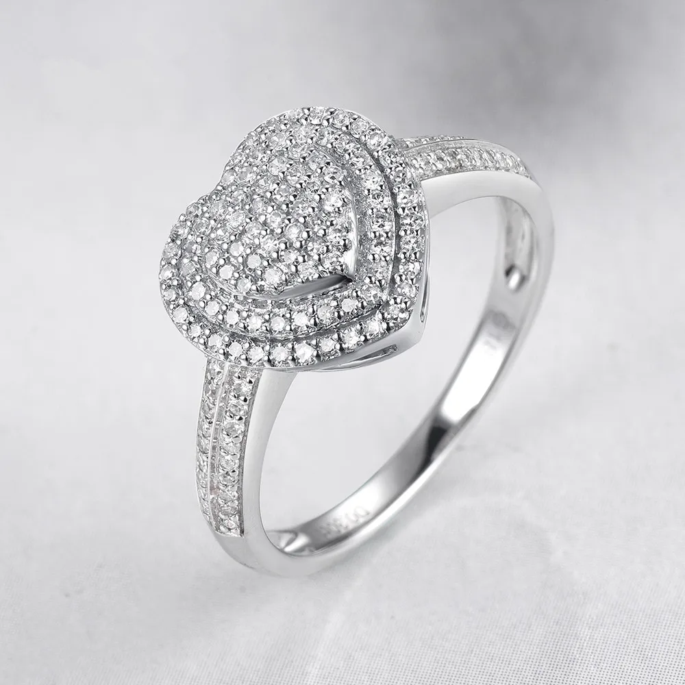 Gold Ring Jewelry Heart Shape Halo Setting Designs Solid 18k Gold Diamond Engagement Ring