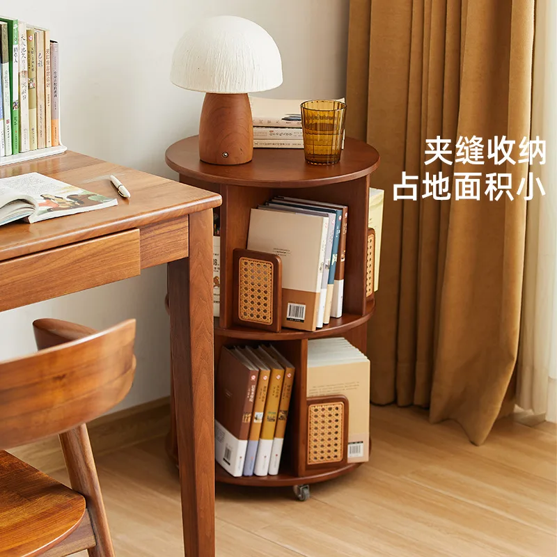 Estante de madeira maciça prateleira de chão rotativa móvel livro prateleira de armazenamento rack de armazenamento doméstico multi-camada estante