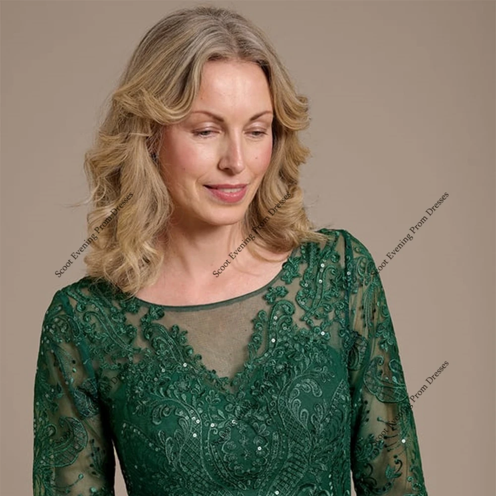 Зеленые платья для матери невесты без бретелек с кружевными рукавами 3/4, свадебные платья для женщин, новинка лета 2025, Robe De Soirée