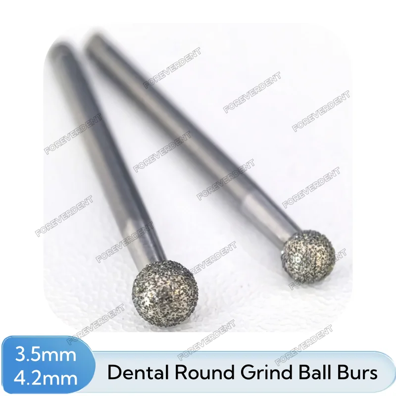 

2Sizes Dental Round Ball Grinding Burs Diamond Bone Trimming Cutting Burr Drills Dia3.5mm/4.1mm