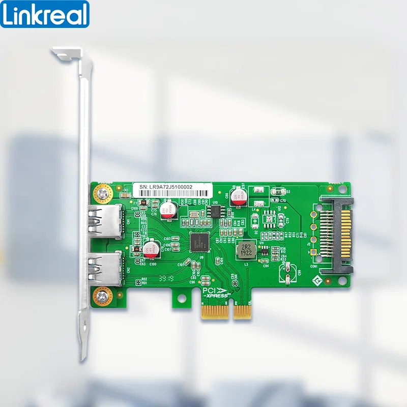 Linkreal 2 Cổng USB3.0 Loại-Một Mở Rộng Bộ Điều Khiển Adapter Thẻ Với Siêu Tốc Độ 5 Gb/giây-LRSU9A72-2A