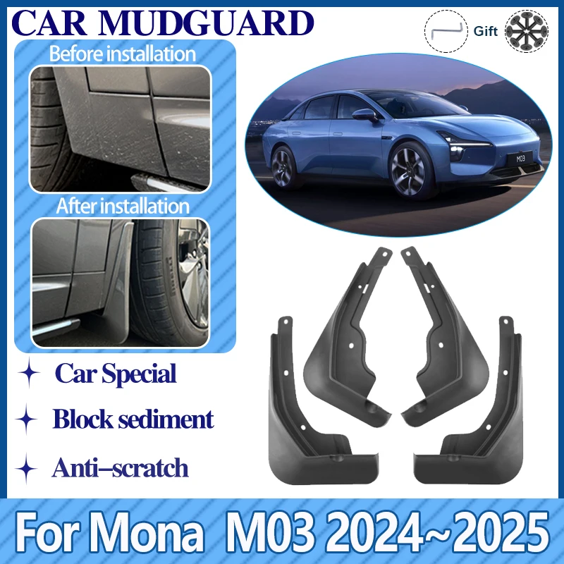 

Car Rear Front Fender Mudguards For Xpeng Mona M03 2024~2025 Mud Flap Wheel Guard Anti-splash Mudflaps Protect Auto Accessories