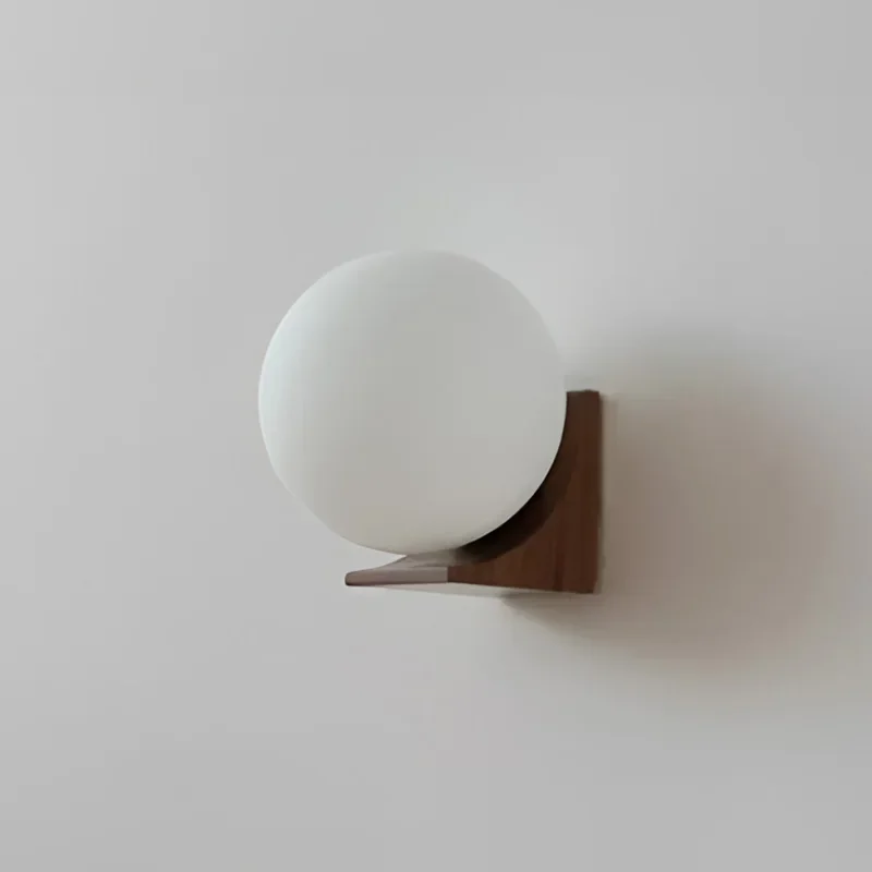 2025 Walnut Wood Round Ball Glass, Wabi-sabi Modern Style, Wall Light Sconces For Bedroom, Living, Corridor, Aisle Balcony, Beds
