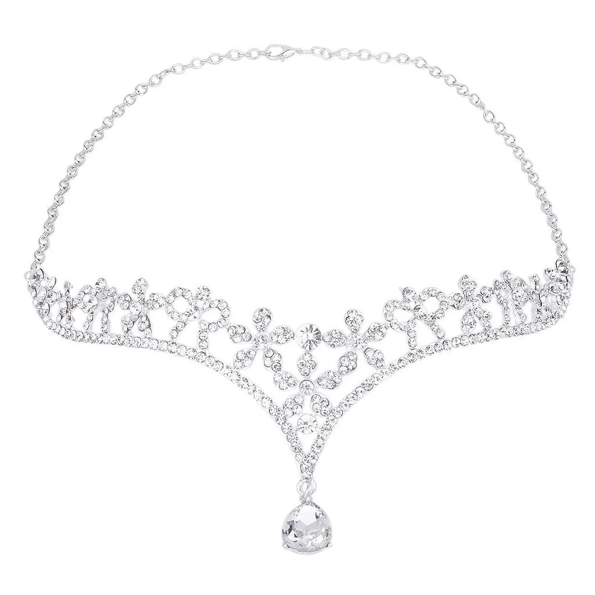 

Crystal Tiara Rhinestone Flower Headband Silver Alloy Wedding Bridal Accessory Wedding Headband Rhinestone Tiara