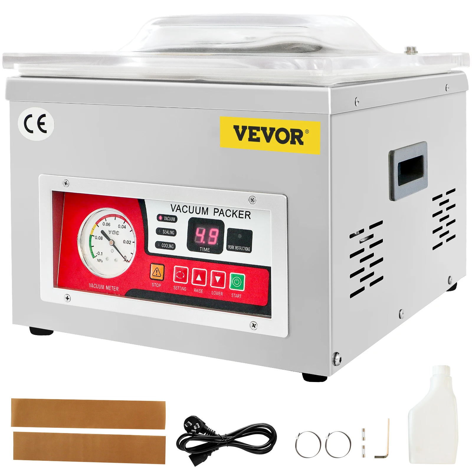 VEVOR Chamber Vacuum Sealer, 260W Vacuum Packing Machine for Wet Foods, Marinades and More, Compact Size w/ 10.2