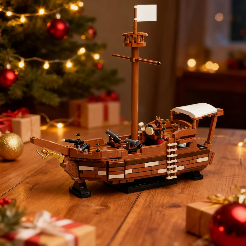 1470pcs MOC Pirates Sea Thieves The Sloop Version Model Building Blocks Christmas Gift Toy Display Art Idea Creative Craft Brick