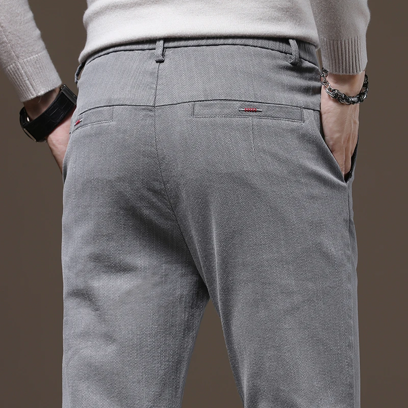 

Spring Autumn New Korean Slim Casual Pants Men's Straight Business Stretch Trousers Cotton Soft Cozy Work Classic Male Pants
