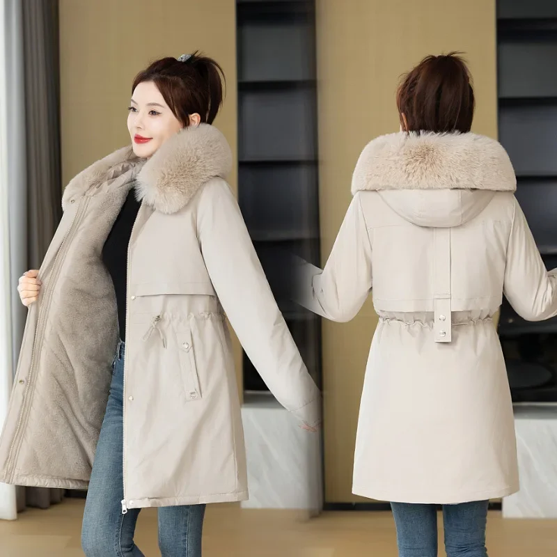 2024 New Cotton Jacket Women's Medium To Long Korean Edition Loose Large Down Cotton Jacket Female Pie Overcomes Cotton Coat