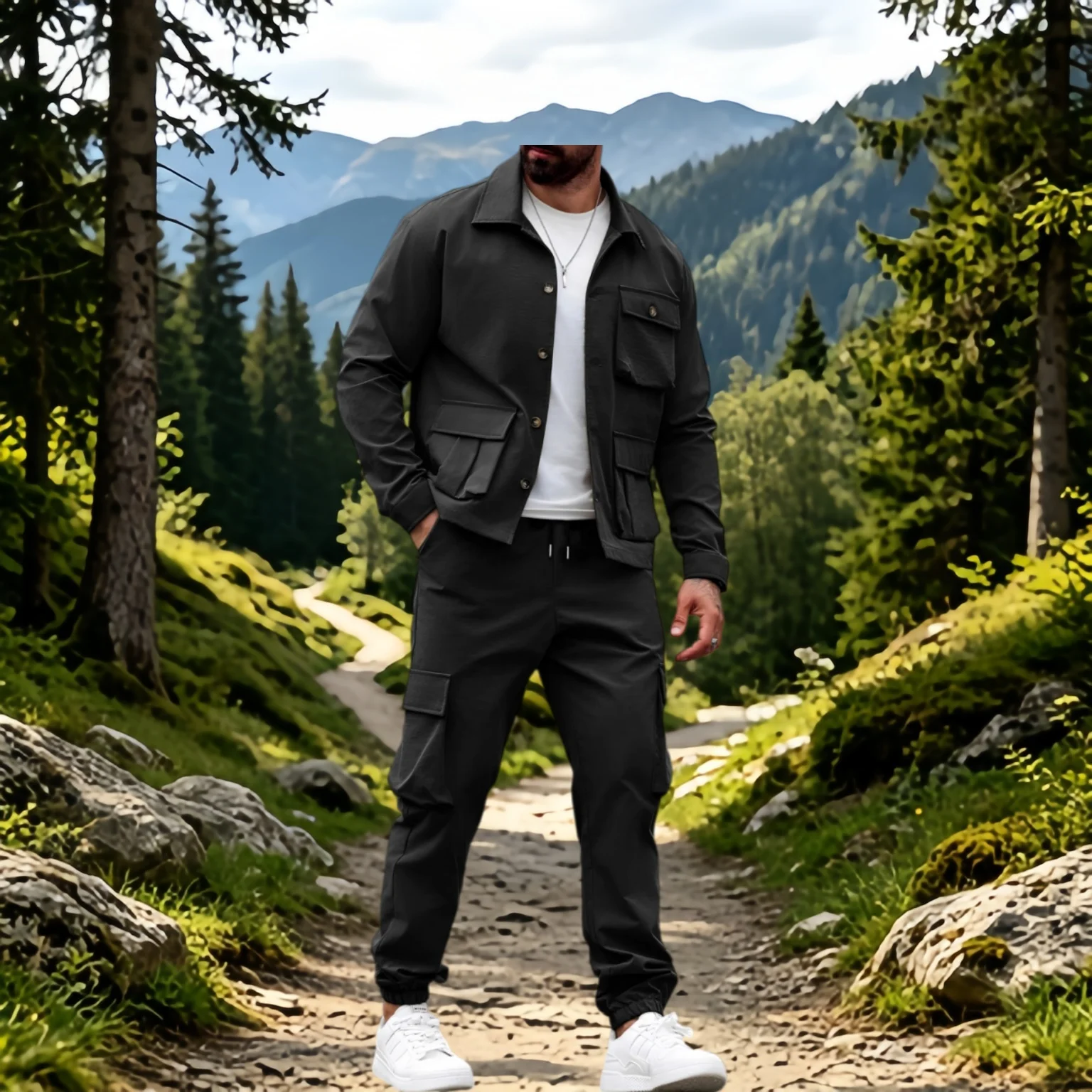 Conjunto Multiusos para Campismo al Aire Libre para Hombre, Primavera/Verano, con Diseño Relajado de Múltiples Bolsillos y Estilo Retro