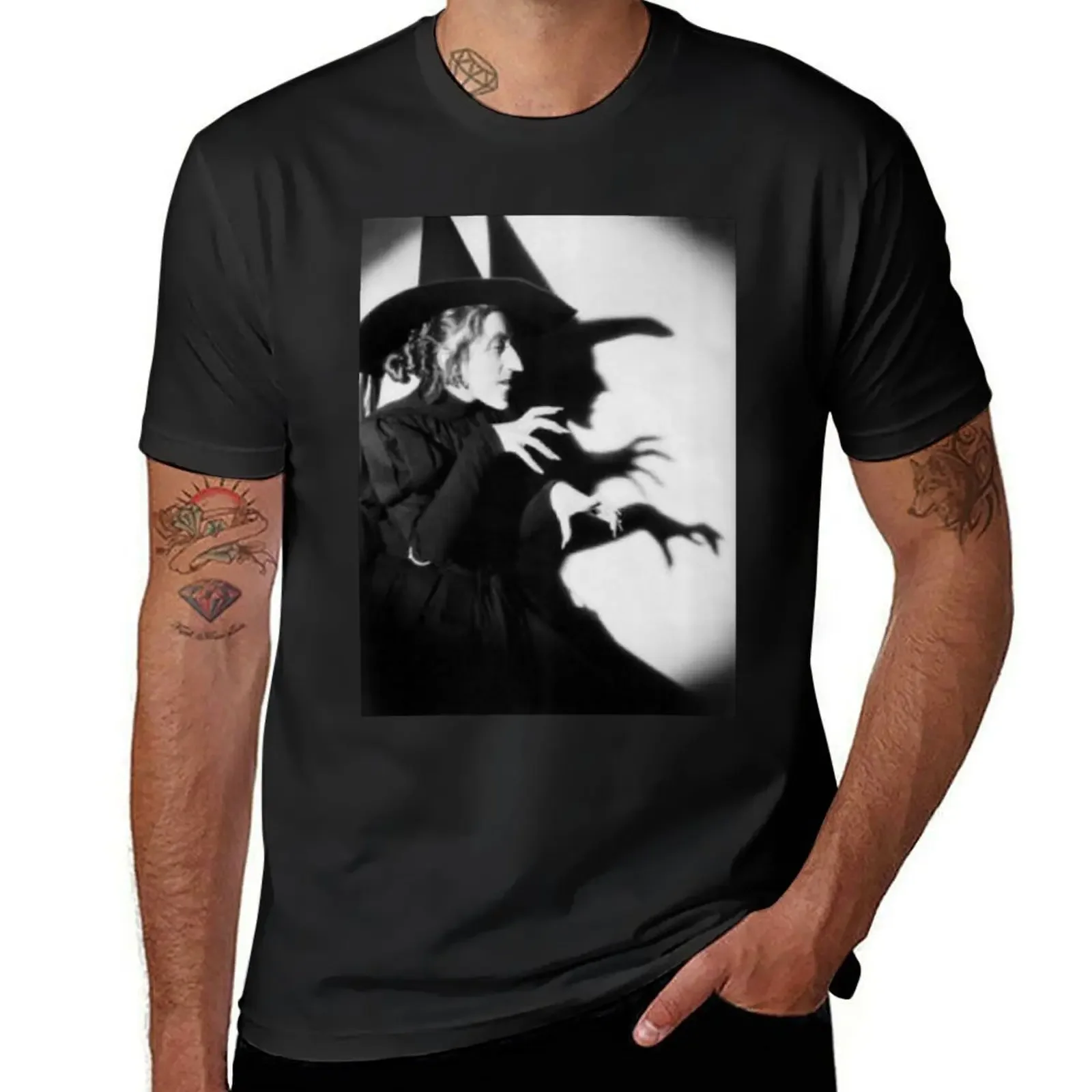 

Horror Halloween style witch print T-shirt, 100% pure cotton, high-quality, comfortable and fashionable street men's T-shirt