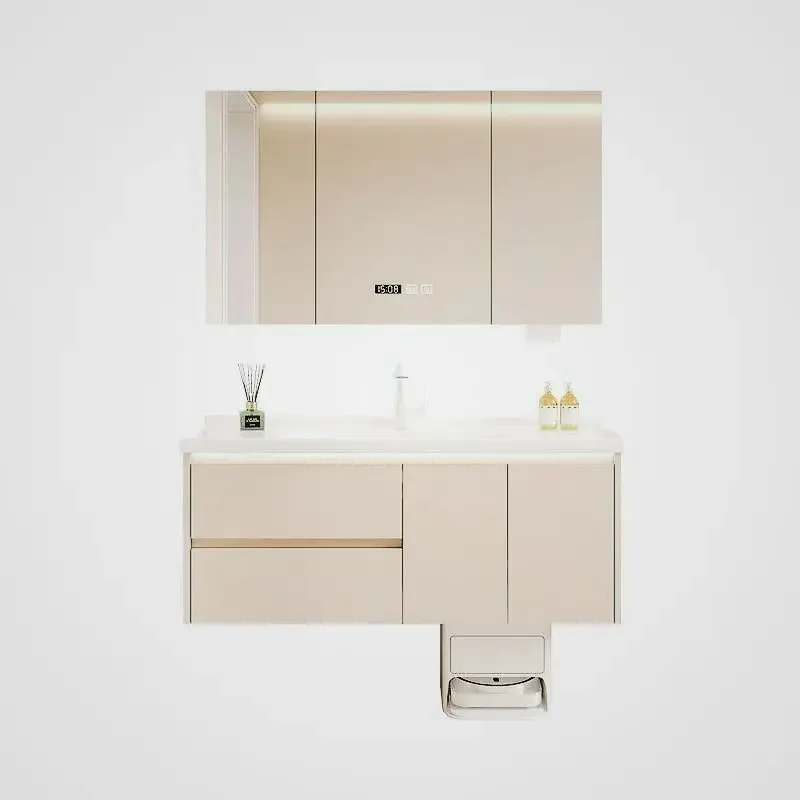 Cream Combination Bathroom Face Wash Basin Storage Ceramic