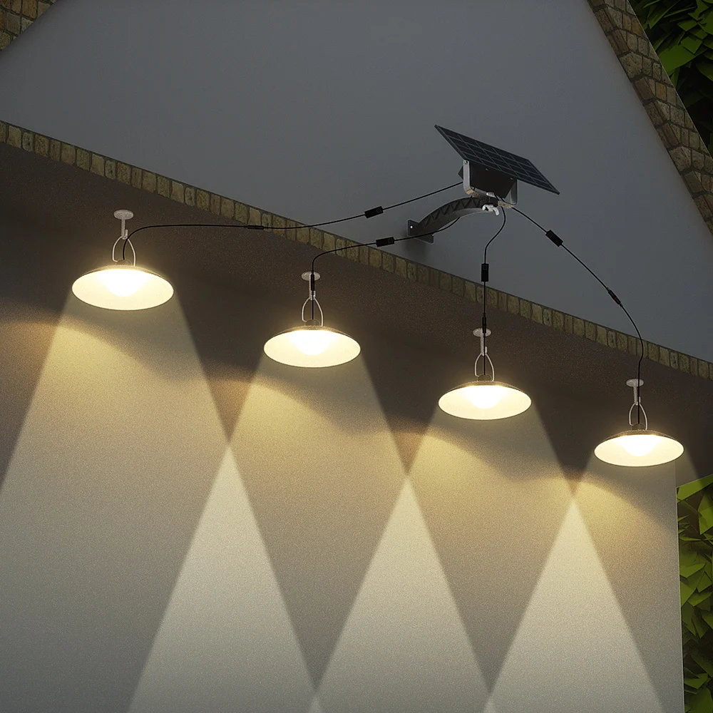 

4-головочные светодиодные уличные солнечные фонари, водонепроницаемая садовая лампа с солнечной панелью, аварийное освещение для двора, террасы, балкона, гаража