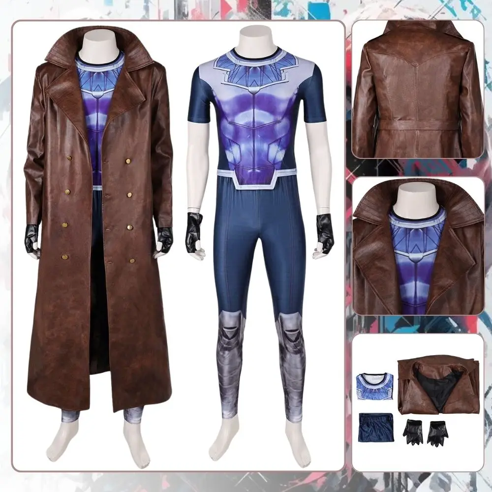 Gambit Dead Cosplay Pool Cosplay Fantasia Costume Disguise for Adult Men Jumpsuit Jacket Coat Outfits Halloween Carnival Suit